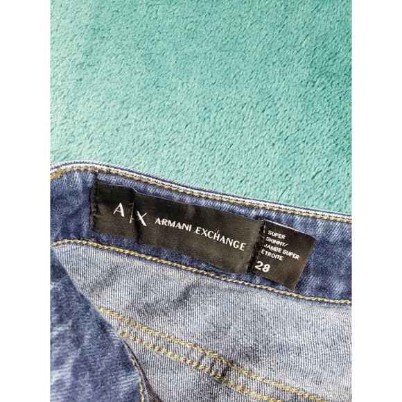 Armani Exchange Jeans Size 28 Womens Blue Pants Stretch Denim Mid Rise Skinny - Picture 3 of 13